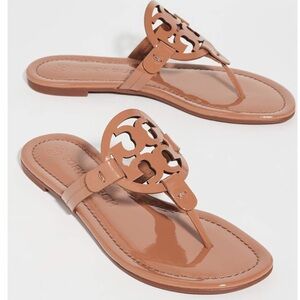 Tory Burch Tan Patent Leather Miller Sandals Size 8.5